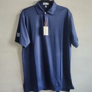 NWT Peter Millar Mens Crown Summer Comfort Polo Shirt Logo Navy Blue Size M